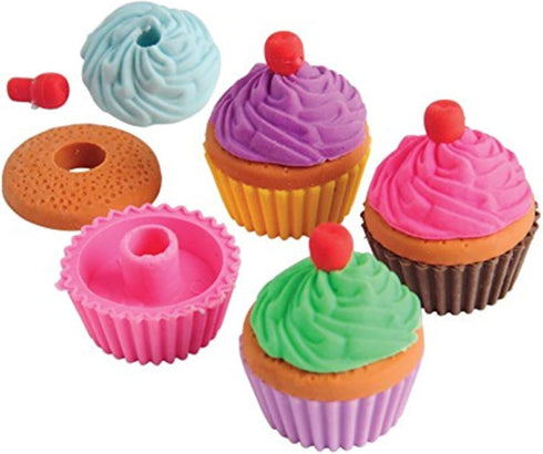 Lot Of 12 Assorted Color Pull Apart Cupcake Erasers.