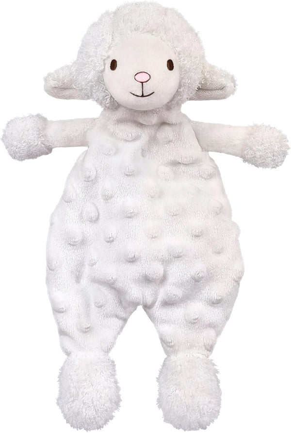 Baby White Lamb Soft Stuffed Animal Security Blanket, Plush Sheep Lovey, Baby Shower/Nursery Gift, 10"