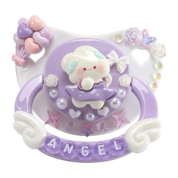 CutiePlusU Adult Size Pacifier DIY Big Shield Pacifier - White Purple