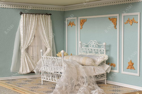 iLAND 1:12 Scale Victorian Dollhouse Furniture, 5pcs Dollhouse Bed Set
