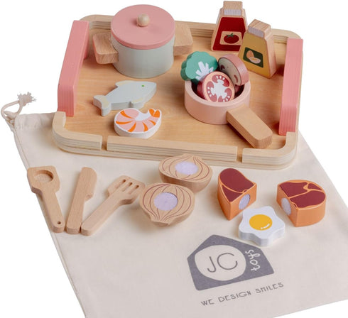 JC Toys Parfait Collection | Real Wood 16 Piece Kitchen Chef Set