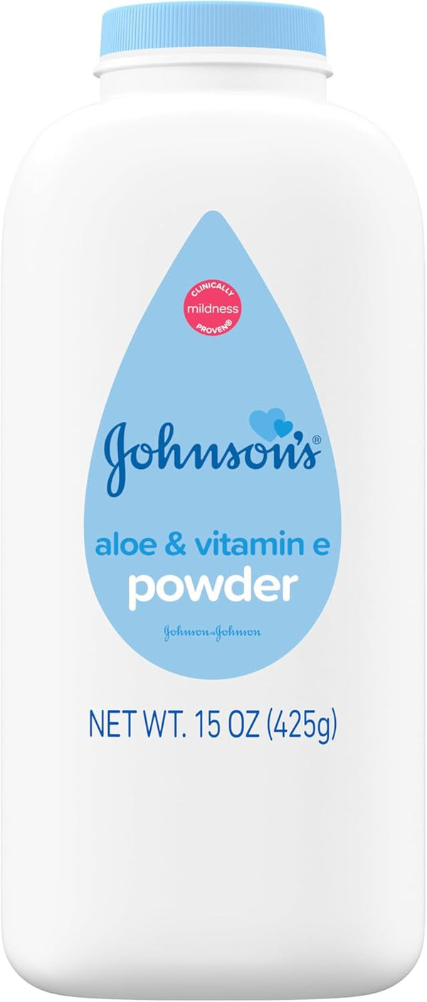 Johnson's Baby Powder with Naturally Derived Cornstarch, Aloe & Vitamin E for