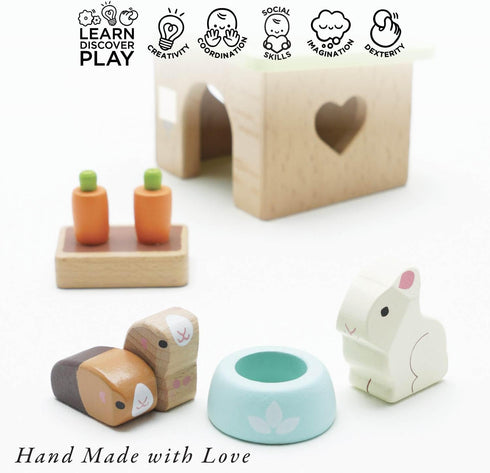 Set Sets 3+ (ME045) Le Toy Van - Adorable Wooden Daisylane Bunny & Guinea Accessories Play for Dolls Houses | Girls