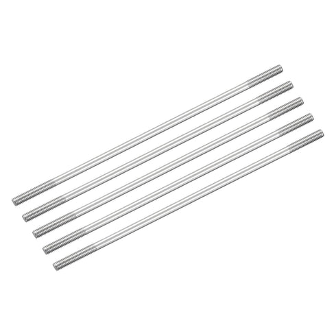 MECCANIXITY 304 Stainless Steel Push Rod Connector M4x140mm Double End Threaded Rod for DIY RC Car, Pack of 5