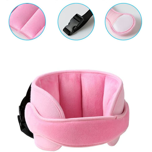 Car Seat Head Support Band, Adjustable Neck Relief for Infants and Baby Car Seats (Pink)