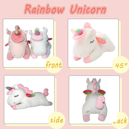 AIXINI 31.5 Inch Plush Unicorn Stuffed Animal Toy, Cute Soft White Unicorn with Rainbow Wings Gifts for Girls