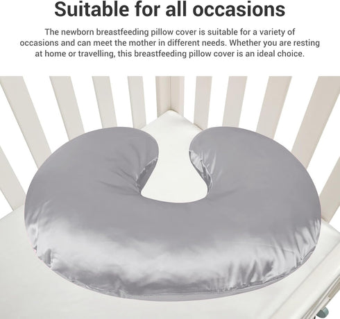 Masyrt Soft Satin Nursing Pillow Cover, Skin Friendly, Washable, Breathable, Breastfeeding Pillow Slipcover Compatible
