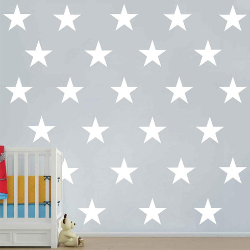 48pcs/Set Large White Stars Vinyl Wall Decor Stickers, DIY White Star Wall Decals for Kids Room