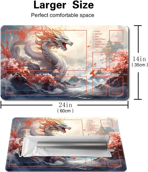 MTG Playmat 24x14in with Free Storage Bags, Non-Slip Backing, Ideal TCG Mouse Pad (Guardian, with Zone)