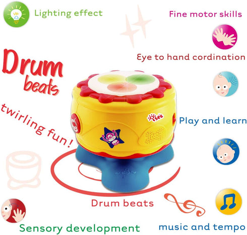 ISEE Musical Baby Toys 12-18 Months, Light Up Sensory Bongo Drum Set for Toddlers 1-3, Educational Birthday Gift