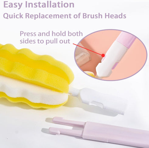 4PCS Bottle Brush + 4 PCS Nipple Brush Set, Baby Bottle Brushes and Cleaner for Milk Bottles and Cups