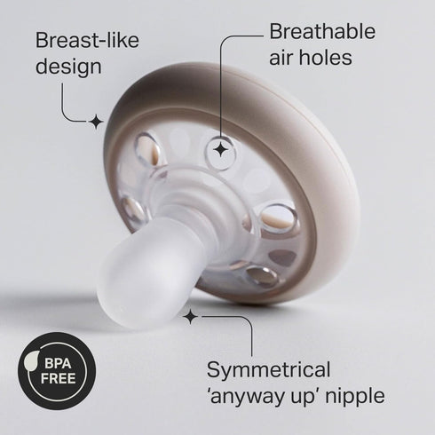 Tommee 0-6 Symmetrical Pack 4 Tippee Breast-Like Pacifier, Months, Design, Natural Breast-Like Baglet, BPA-Free