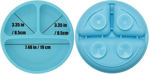 PandaEar Divided Unbreakable Silicone Baby and Toddler Plates - 3 Pack - Non-Slip - Dishwasher and Microwave Safe - Silicone (Blue Green Yellow) by PandaEar