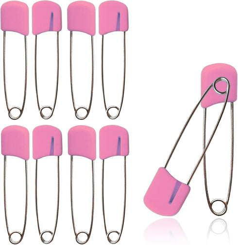 Lxnoap 10 pcs Cloth Diaper Pins Stainless Steel Traditional Safety Pin (Pink)