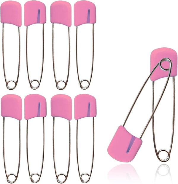 Lxnoap 10 pcs Cloth Diaper Pins Stainless Steel Traditional Safety Pin (Pink)