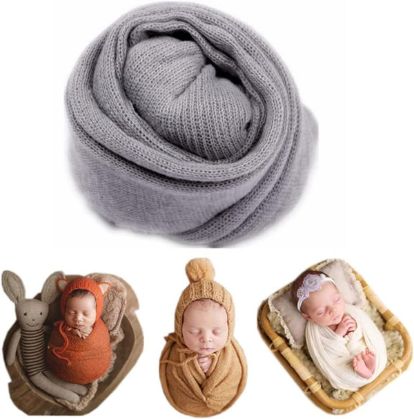 Coberllus Newborn Baby Photography Props Blanket Stretch Knitted Wrap for Boys Girls