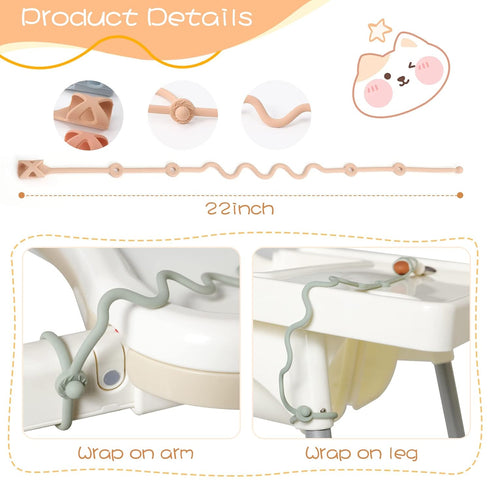 Toddler Utensils, Silicone Stretch Lids for Fork and Spoon, Food Grade Silicone Holder Strap, Dishwasher Safe (Apricot,