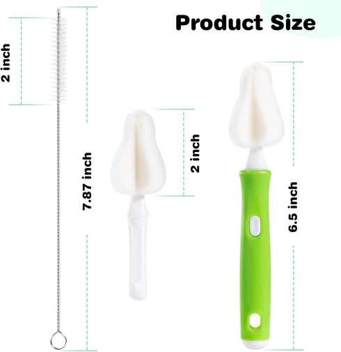 Gindasilva 10 Brushes,4 4 2 7.87" Pcs Sponge Bottle Nipple Sponge Nipple Brushes for Baby Bottles, Replacement Heads