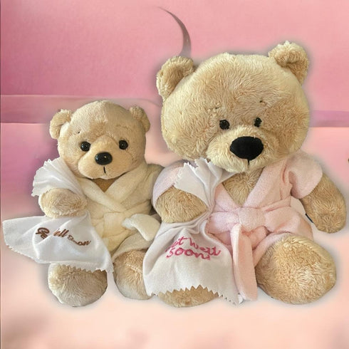 Get Well Soon Bear in Cream Robe with Blanket, Soft Plush Bear Gifts for Women, Men, Kids, Girls