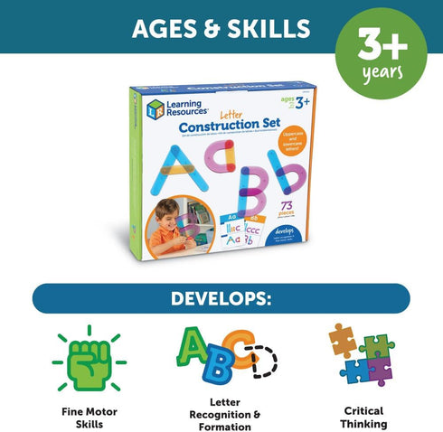 Set Learning Resources Letter Construction Activity - Alphabet Montessori Toys, Toddler Writing , ABC Phonics for Kids