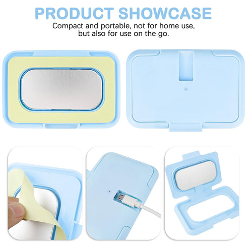 LNQ LUNIQI Baby Wipes Warmer Portable Baby Wet Wipes Dispenser Fast Heating Wipes Warmer for Home Car Travel Blue