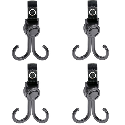 DEIHAALEN Double Stroller Hooks, 4 Pack Car Seat Hook, Adjustable Hook, Stroller Hanger