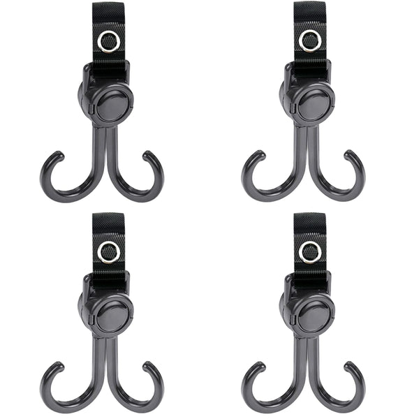 DEIHAALEN Double Stroller Hooks, 4 Pack Car Seat Hook, Adjustable Hook, Stroller Hanger