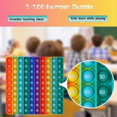 CleCoCenCir 1-100 Counting Number Popper Fidggety Toy Rainbow Hundreds Chart for Kids, Preschool Math Manipulative
