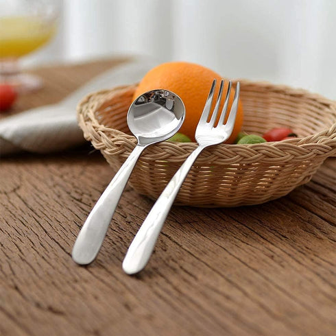 Stainless Steel Child Toddler Flatware Set, 6 Pieces Kids Fork and Spoon, Mirror Polished for Lunch Supplies