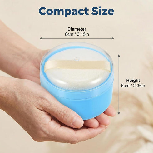 Happyupcity Baby After-Bath Powder Puff Container Jars Empty Refillable Plastic Soft Face Body Powder Box with Sifter