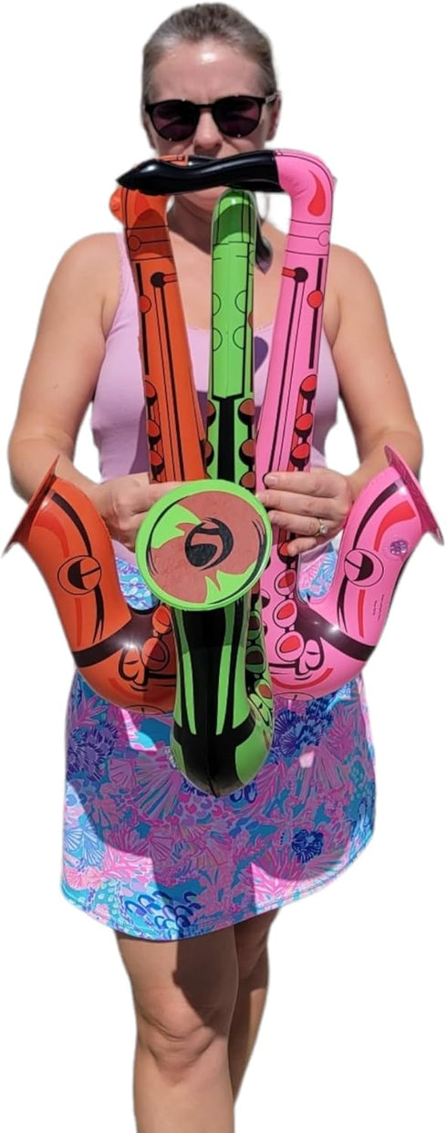 Colorful 22" Saxophone Inflates, 3 Colors Inflatable Musical Instrument for Pretend Play, Birthday Party DJ