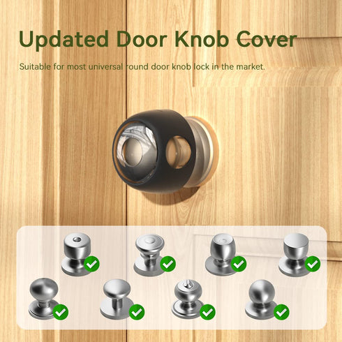EUDEMON 4 Pack Updated Door Knob Cover, Childproof Safety Lock for Kids, Clear-Black