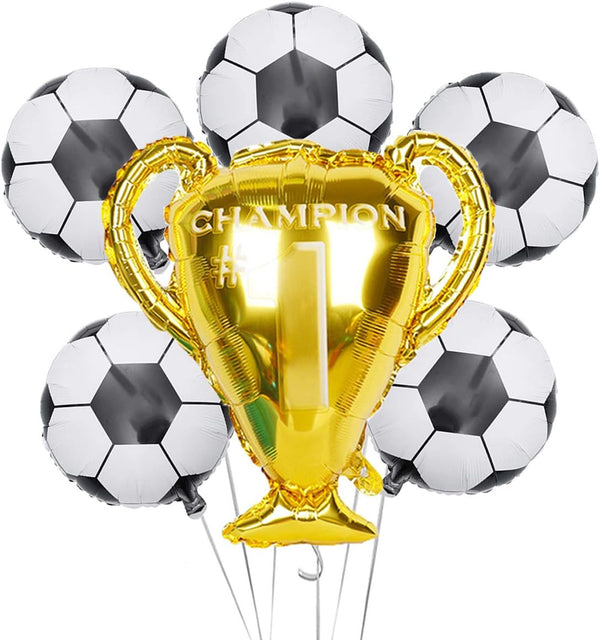 Soccer Party Balloons Set, Championship Trophy Balloon and Soccer Foil Balloons for Themed Party Decoration