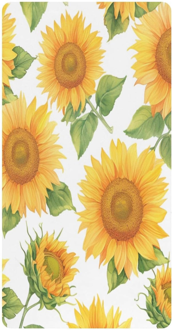 Bseiialft Sunflowers Floral Crib Sheets for Boys Girls Soft and Breathable Cotton Baby