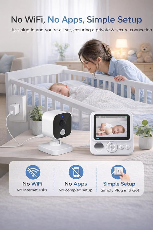 AnKeKe 2.4GHz 2.8'' 2-Way 720p Baby Monitor with Camera and Audio, No WiFi, Video Baby Monitor, Screen, Talk, Night