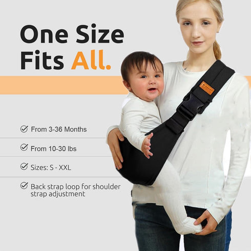 Marrlly 10-30 lbs(Black) Baby Sling Carrier Newborn to Toddler, Toddler Carrier,Adjustable Baby Sling Carrier Non-Slip