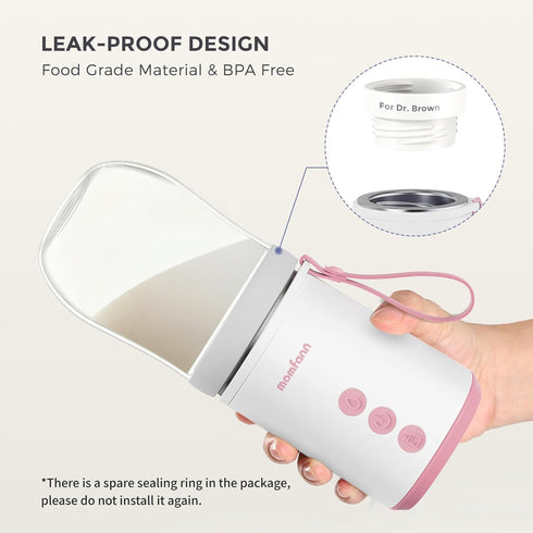 2 MOMFANN Portable Bottle Warmer, Travel Baby Bottle Warmer for Breastmilk On The Go, Leak-Proof, Modes Fast Heating