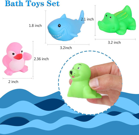 18 PCS Preschool Bath Toys Set - Rubber Cute Sea Animals, Duck Toy for Infants 6-12 Months, Bathtub Toys