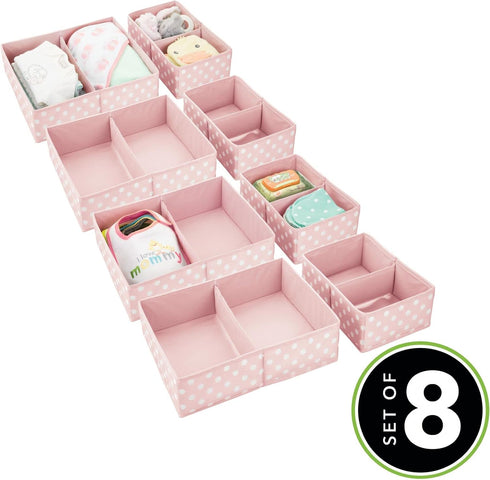 Closet, Set 2, 4 Pack, mDesign Fabric Drawer Organizer Bins, Kids/Baby Nursery Dresser, Shelf, Playroom Organization