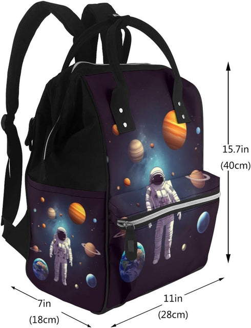 DWVTSLH Backpack Mummy Backpack Astronaut solar system planets Diaper Bag Multifunction Nappy Bags Waterproof Large