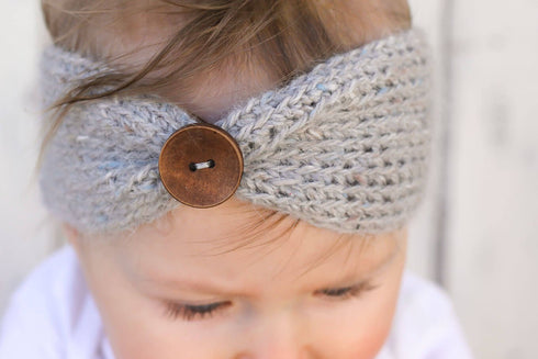 QandSweet Baby Girl Knitting Turban Head Wrap Headbands with Button Hairbands