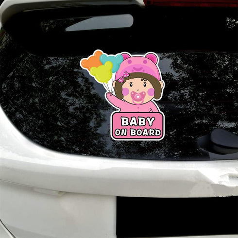 Cartoon Baby on Board Car Sticker Cute Baby and Balloon Kids on Board Car Window Bumper Decal Waterproof Vinyl Baby