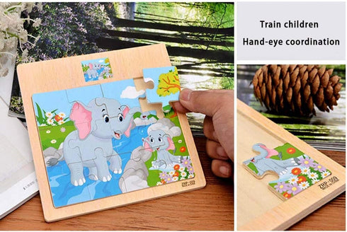 CCLIFE Set 2-5 12 (4 Wooden Jigsaw Puzzles for Kids Years Piece Colorful Wooden Educational Animal Puzzles Puzzles)