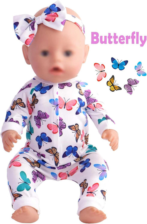 5 Sets Baby Doll Accessories, 10 PCs Baby Doll Clothes and Headbands for 15 Inch to 18 Inch Dolls