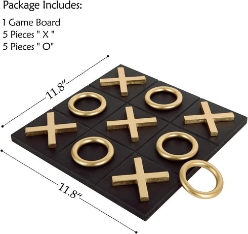 12x12 Inch NIKKY HOME Tic Tac Toe Wood Game Board Classic Coffee Table Decor Modern Wooden Travel Game for Family