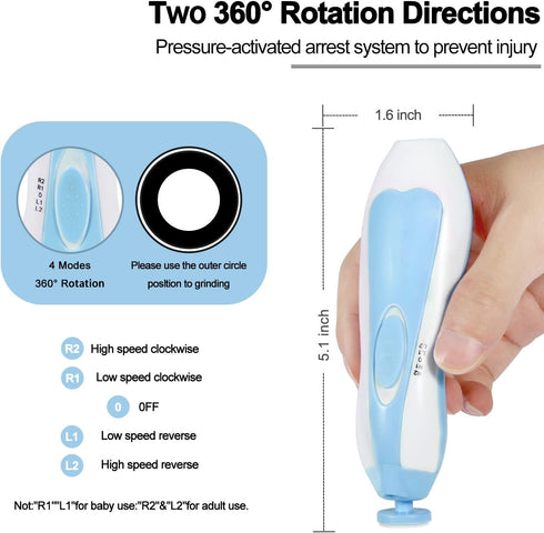 SCAIKTIG Trimmer 6 Baby Nail Electric, Low Noise Newborn Safe Nail Clipper Kit with Light and Replaceable Grinding
