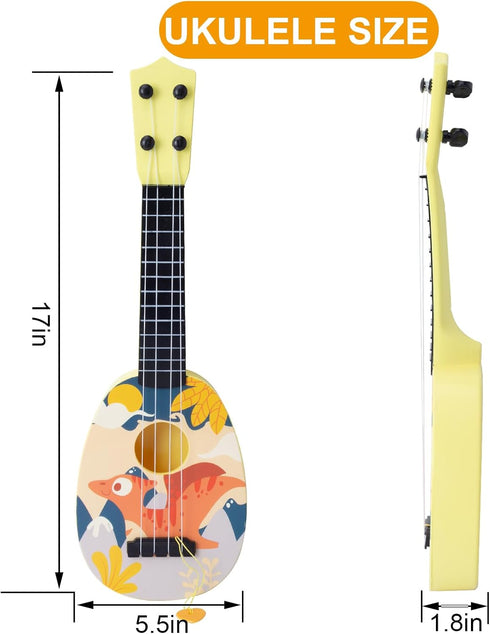 YOLOPLUS+ Kids Toy Ukulele, 17 Inch 4 Steel Strings, Musical Toy for Preschool Children, Early Educational Gift
