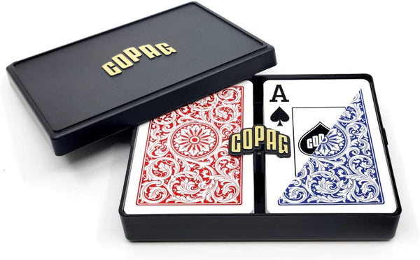 Copag 1546 Design Playing Cards, 100% Plastic, Bridge Size (Narrow) Red/Blue, Jumbo Index, 1 Set