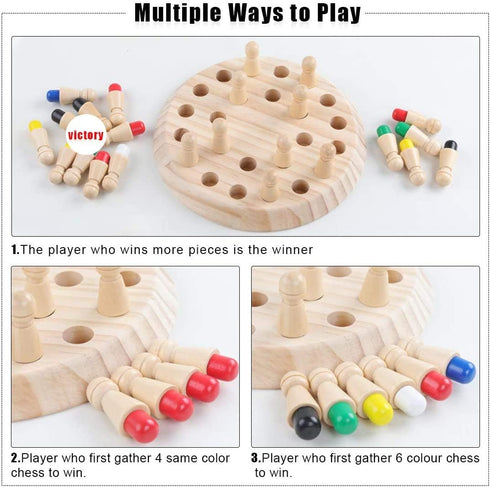 Wooden Memory Chess Matching Game: Family Board Games for Kids and Adults, Montessori Preschool Learning Educational Toy for Toddler 3 4 5 6 7 8+ Year Old, Birthday Gift for Boy Girl