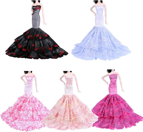 3Pcs Handmade Vintage Dress for 29cm Doll, Wedding Noble Party Gown Outfit for 11.5 inch Dolls